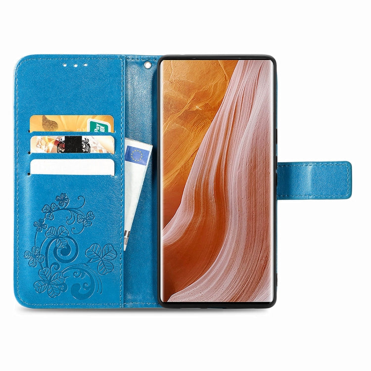 For ZTE Axon 40 Ultra Four-leaf Clasp Embossed Buckle Leather Phone Case