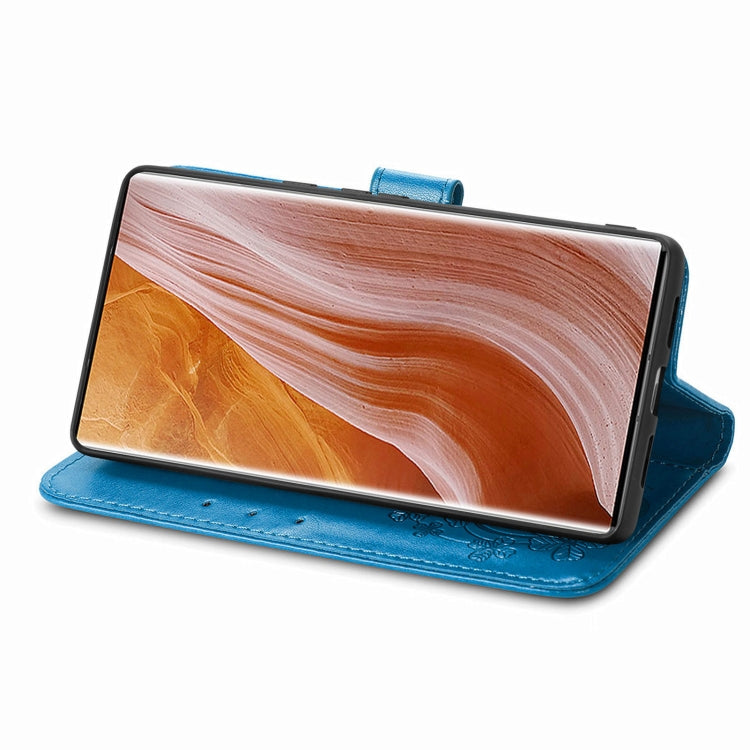 For ZTE Axon 40 Ultra Four-leaf Clasp Embossed Buckle Leather Phone Case