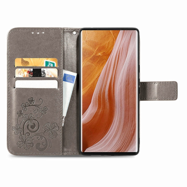 For ZTE Axon 40 Ultra Four-leaf Clasp Embossed Buckle Leather Phone Case