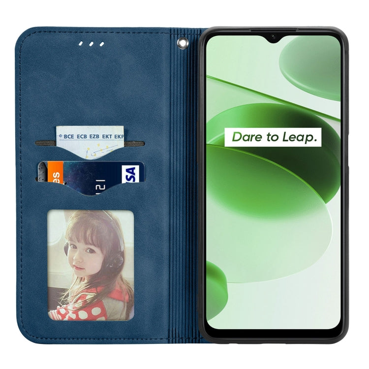 For Realme C35 Retro Skin Feel Magnetic Leather Phone Case
