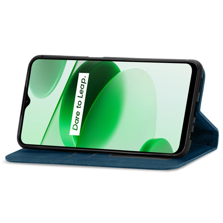 For Realme C35 Retro Skin Feel Magnetic Leather Phone Case