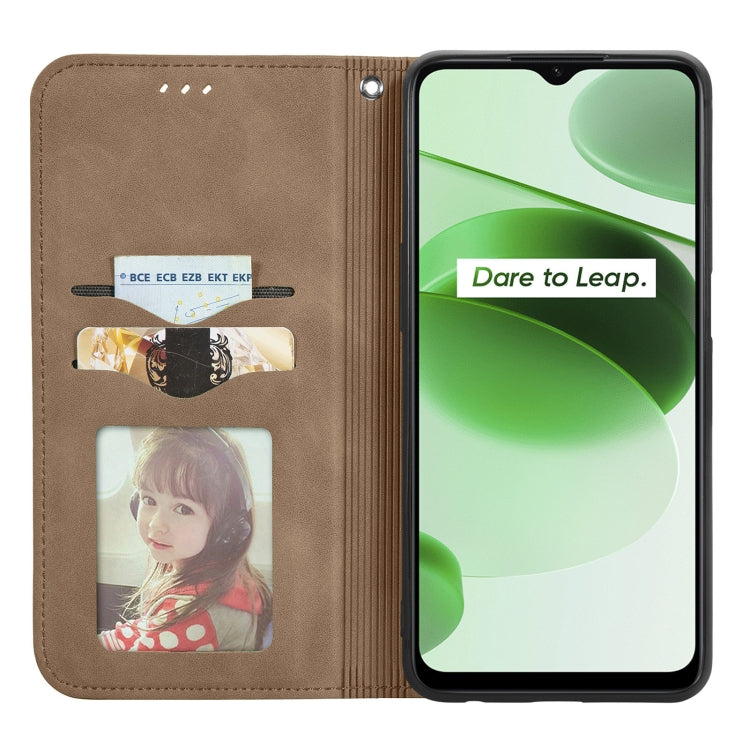 For Realme C35 Retro Skin Feel Magnetic Leather Phone Case