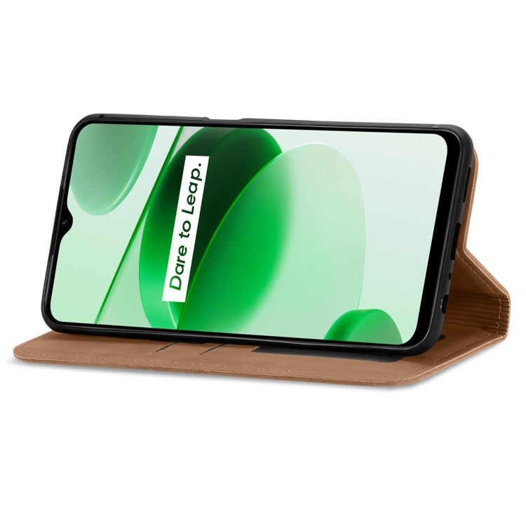 For Realme C35 Retro Skin Feel Magnetic Leather Phone Case