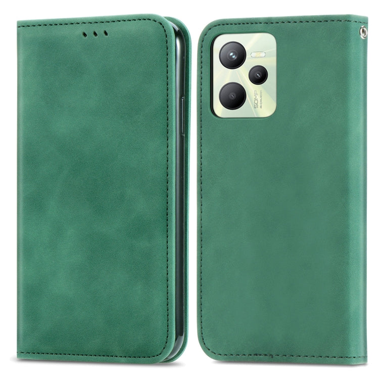 For Realme C35 Retro Skin Feel Magnetic Leather Phone Case