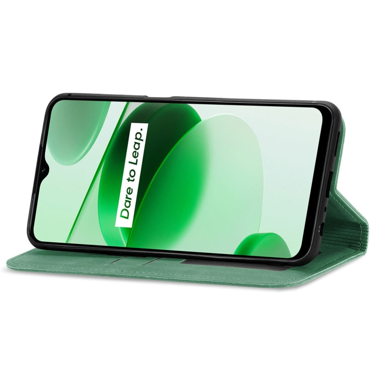 For Realme C35 Retro Skin Feel Magnetic Leather Phone Case