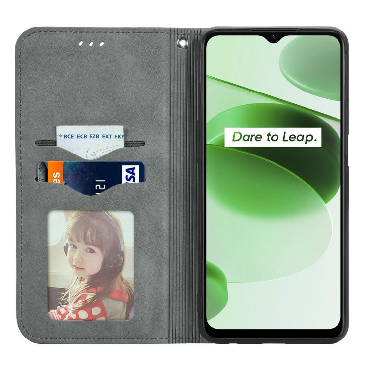 For Realme C35 Retro Skin Feel Magnetic Leather Phone Case