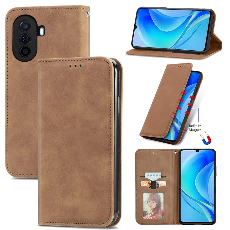 For Huawei Enjoy 50 Retro Skin Feel Magnetic Leather Phone Case