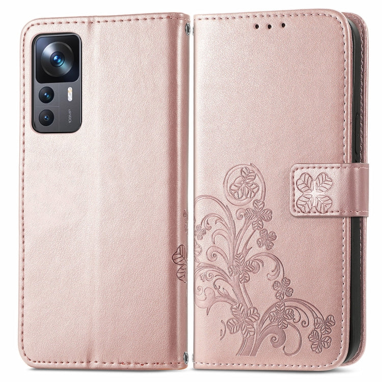 For Xiaomi 12T / 12T Pro / Redmi K50 Ultra Four-leaf Clasp Embossed Buckle Leather Phone Case