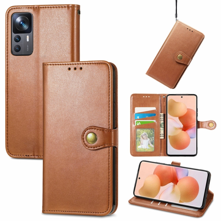 For Xiaomi 12T / 12T Pro / Redmi K50 Ultra Retro Solid Color Buckle Leather Phone Case