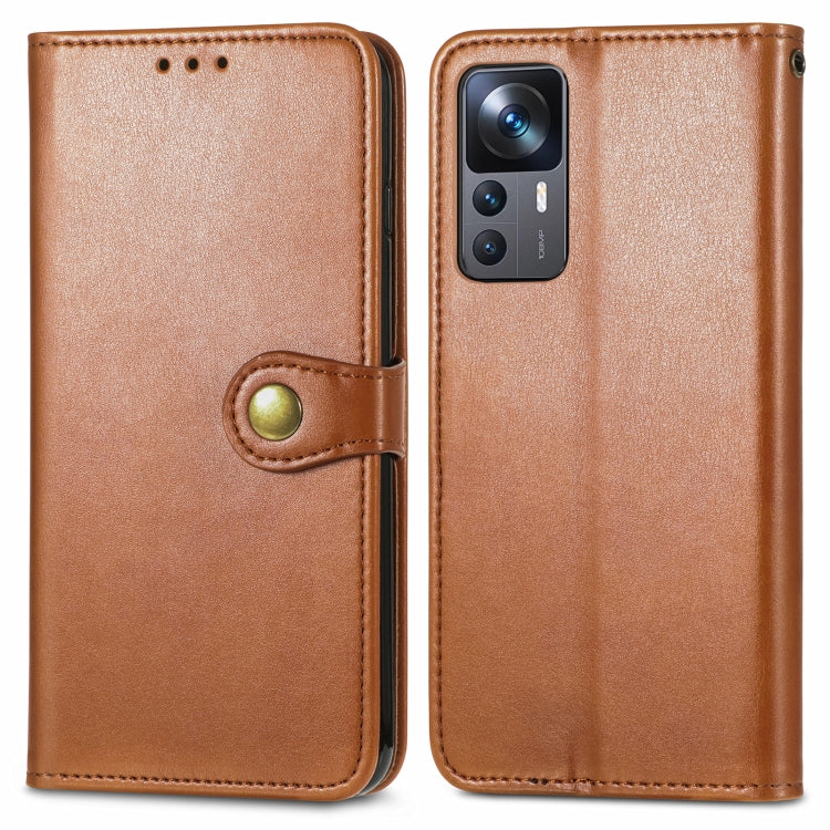 For Xiaomi 12T / 12T Pro / Redmi K50 Ultra Retro Solid Color Buckle Leather Phone Case