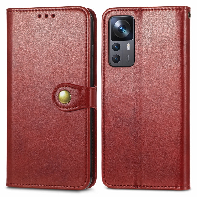 For Xiaomi 12T / 12T Pro / Redmi K50 Ultra Retro Solid Color Buckle Leather Phone Case
