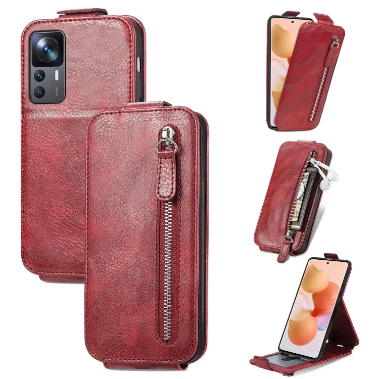 For Xiaomi 12T / 12T Pro / Redmi K50 Ultra Zipper Wallet Vertical Flip Leather Phone Case