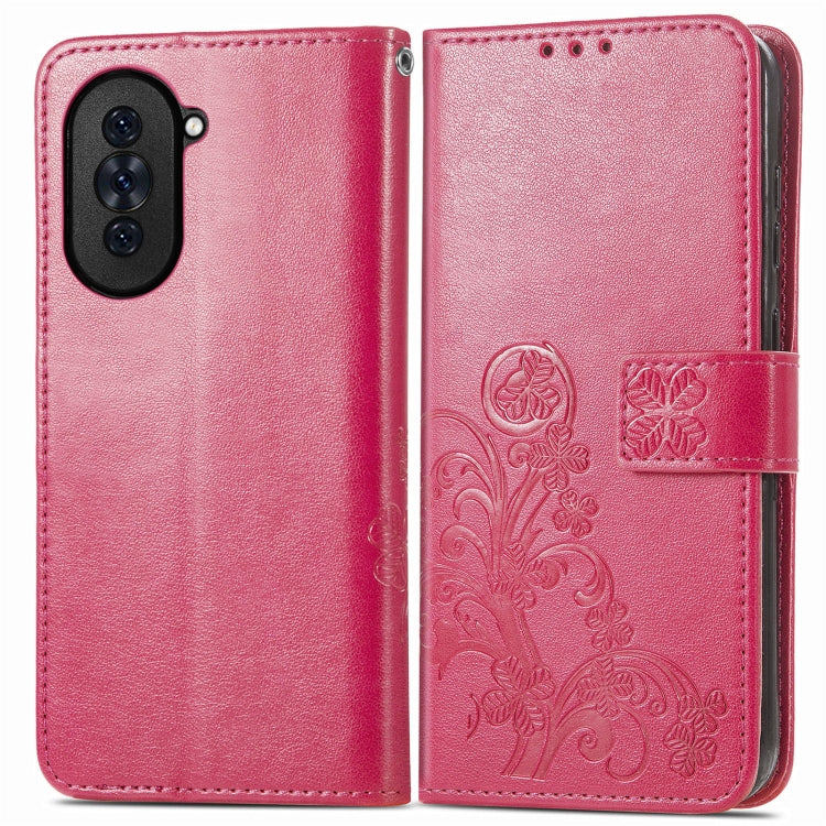 For Huawei Nova 10 Four-leaf Clasp Embossed Buckle Leather Phone Case