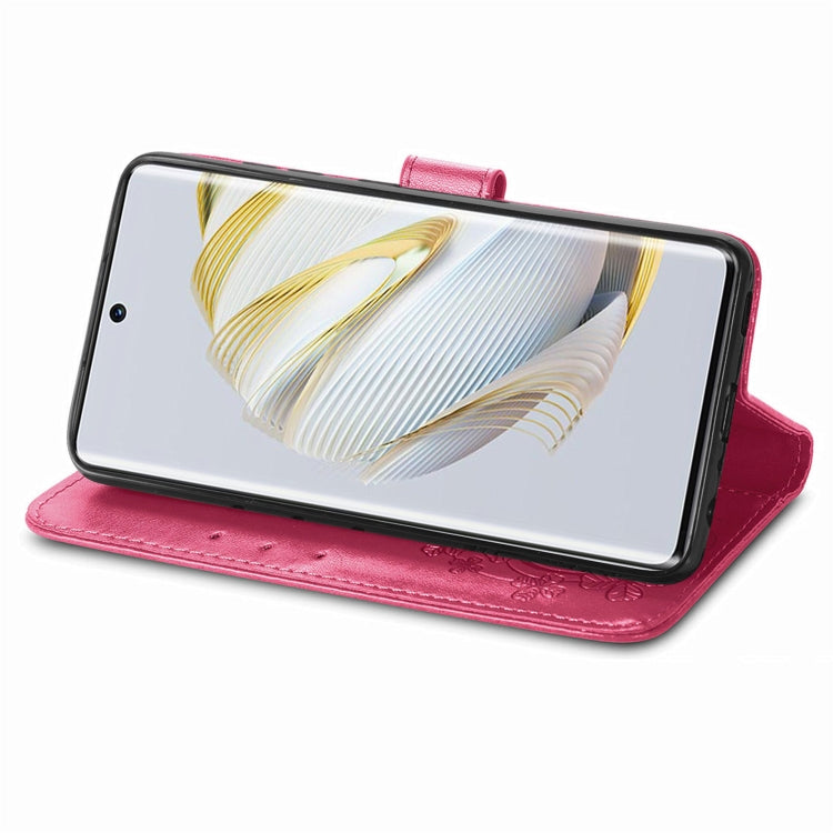 For Huawei Nova 10 Four-leaf Clasp Embossed Buckle Leather Phone Case