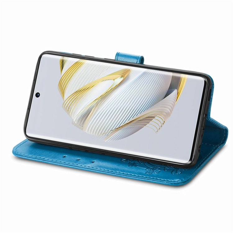 For Huawei Nova 10 Four-leaf Clasp Embossed Buckle Leather Phone Case