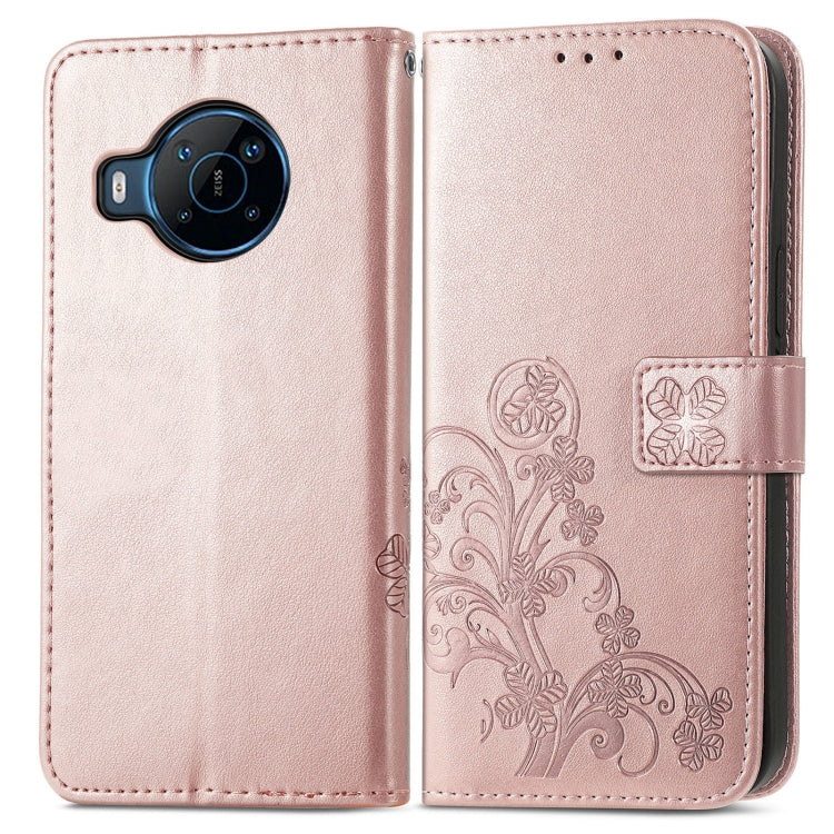 For Nokia X100 5G Four-leaf Clasp Embossed Buckle Leather Phone Case