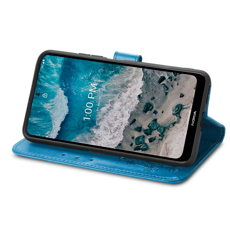 For Nokia X100 5G Four-leaf Clasp Embossed Buckle Leather Phone Case