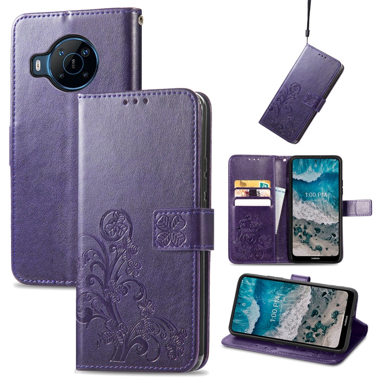 For Nokia X100 5G Four-leaf Clasp Embossed Buckle Leather Phone Case