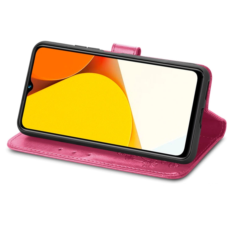 For vivo Y35 Four-leaf Clasp Embossed Buckle Leather Phone Case