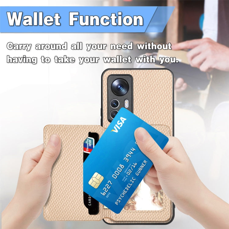 For Xiaomi 12T Carbon Fiber Magnetic Card Bag Phone Case