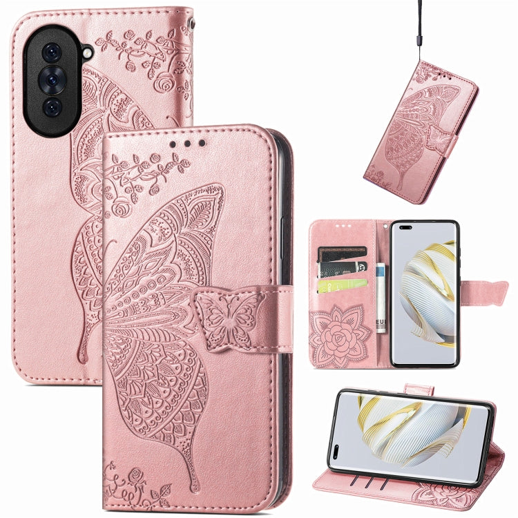 For Huawei Nova 10 Pro Butterfly Love Flower Embossed Leather Phone Case
