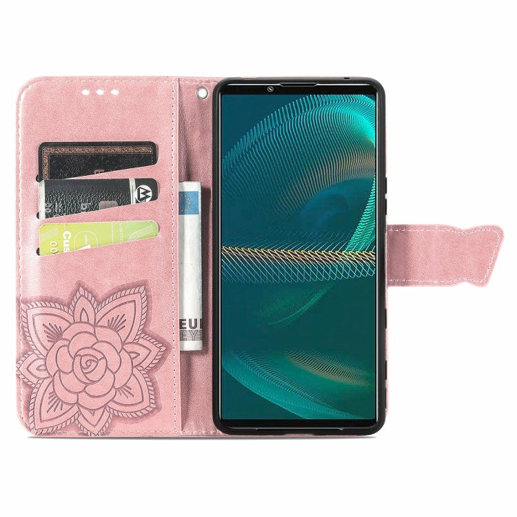 For Sony Xperia 5 IV Butterfly Love Flower Embossed Leather Phone Case
