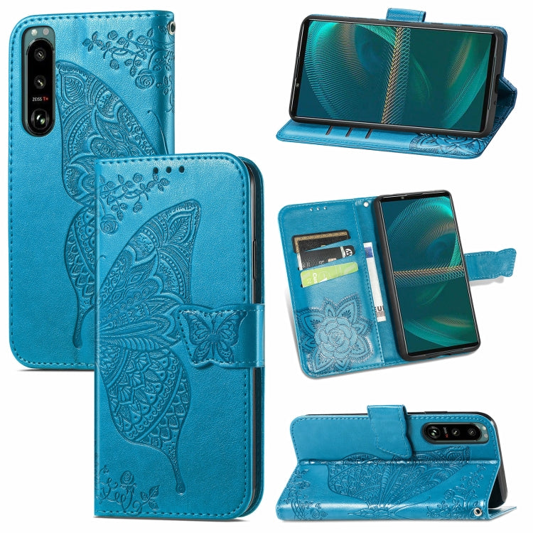 For Sony Xperia 5 IV Butterfly Love Flower Embossed Leather Phone Case