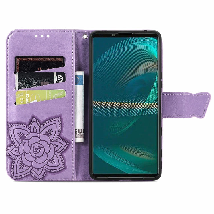 For Sony Xperia 5 IV Butterfly Love Flower Embossed Leather Phone Case