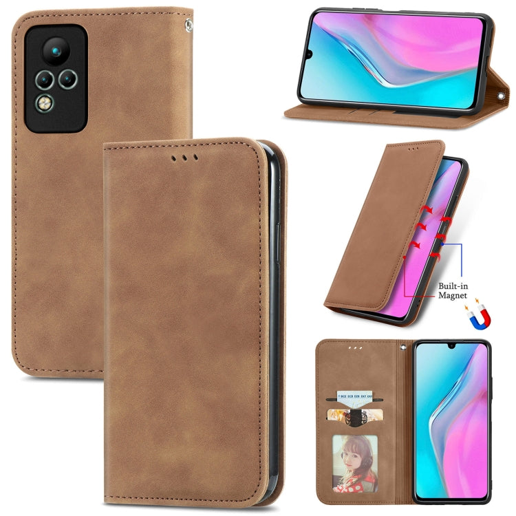 For Infinix Note 11 Retro Skin Feel Magnetic Leather Phone Case