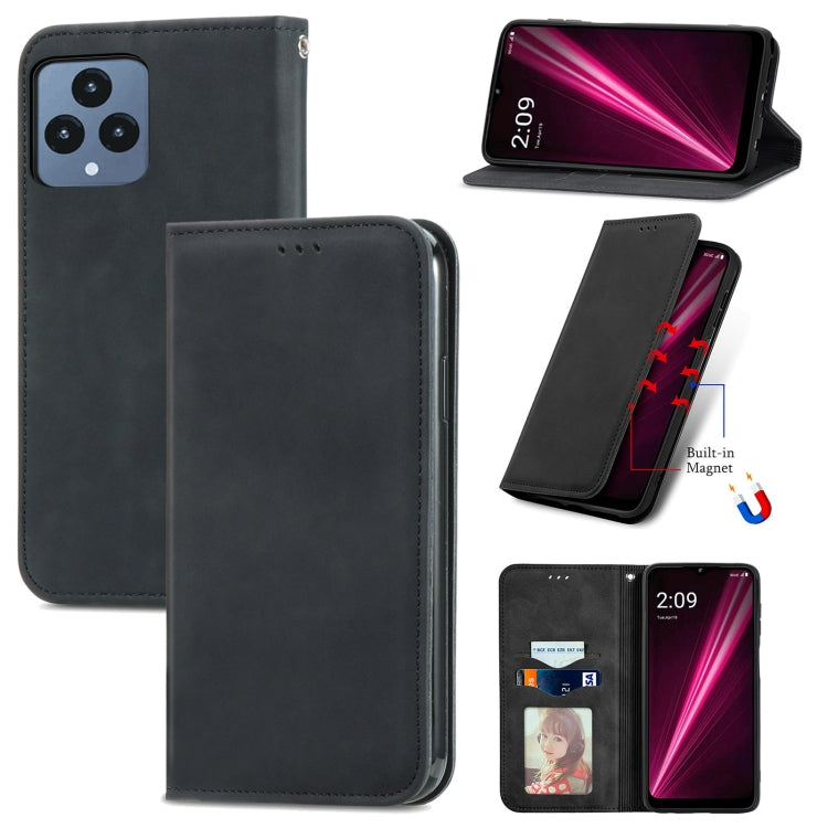For T-Mobile Revvl 6 5G Retro Skin Feel Magnetic Leather Phone Case