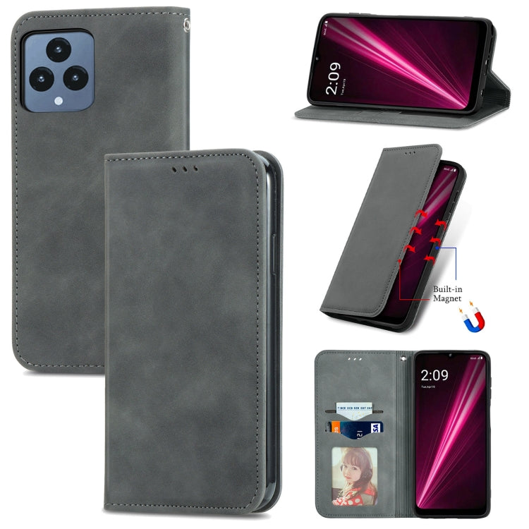 For T-Mobile Revvl 6 5G Retro Skin Feel Magnetic Leather Phone Case