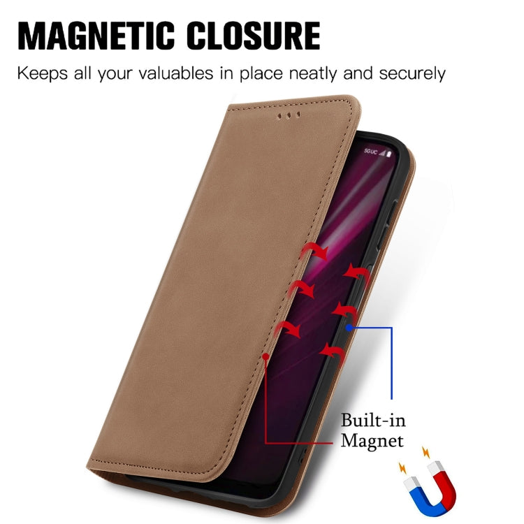 For T-Mobile Revvl 6 Pro 5G Retro Skin Feel Magnetic Leather Phone Case