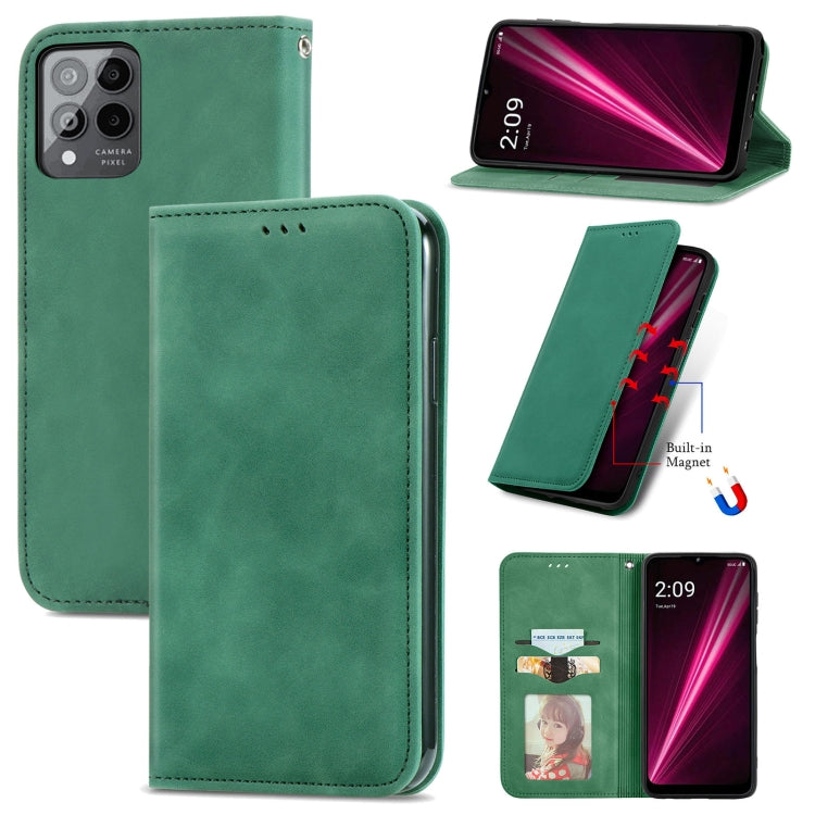 For T-Mobile Revvl 6 Pro 5G Retro Skin Feel Magnetic Leather Phone Case