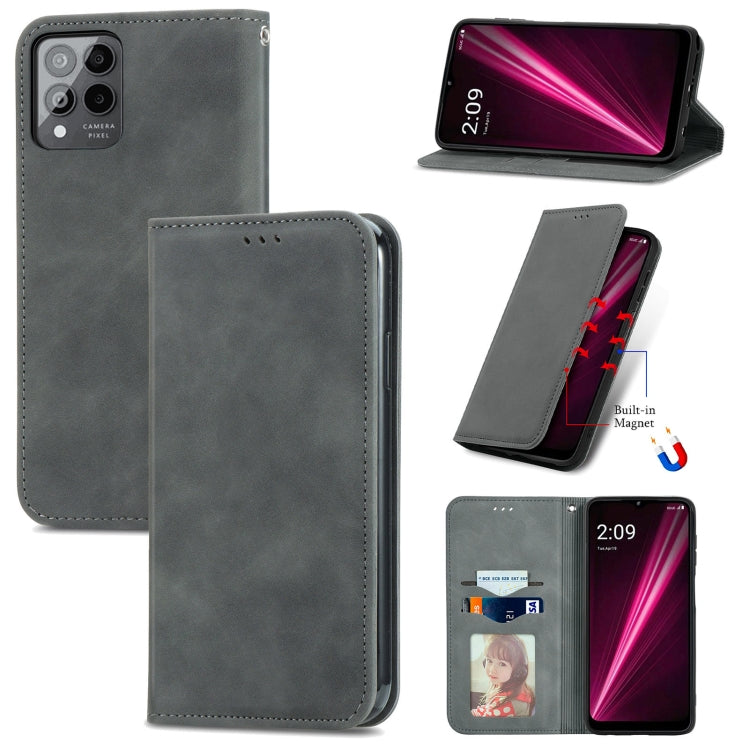 For T-Mobile Revvl 6 Pro 5G Retro Skin Feel Magnetic Leather Phone Case