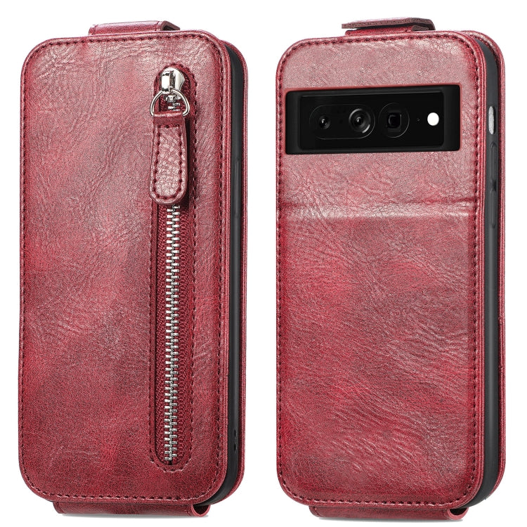 For Google Pixel 7 Zipper Wallet Vertical Flip Leather Phone Case
