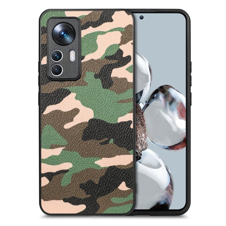 For Xiaomi 12T Camouflage Leather Back Cover Phone Case
