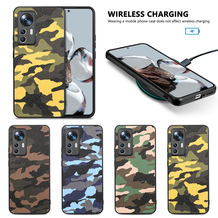 For Xiaomi 12T Camouflage Leather Back Cover Phone Case