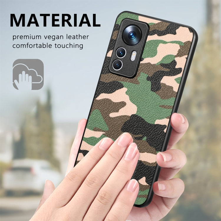 For Xiaomi 12T Camouflage Leather Back Cover Phone Case
