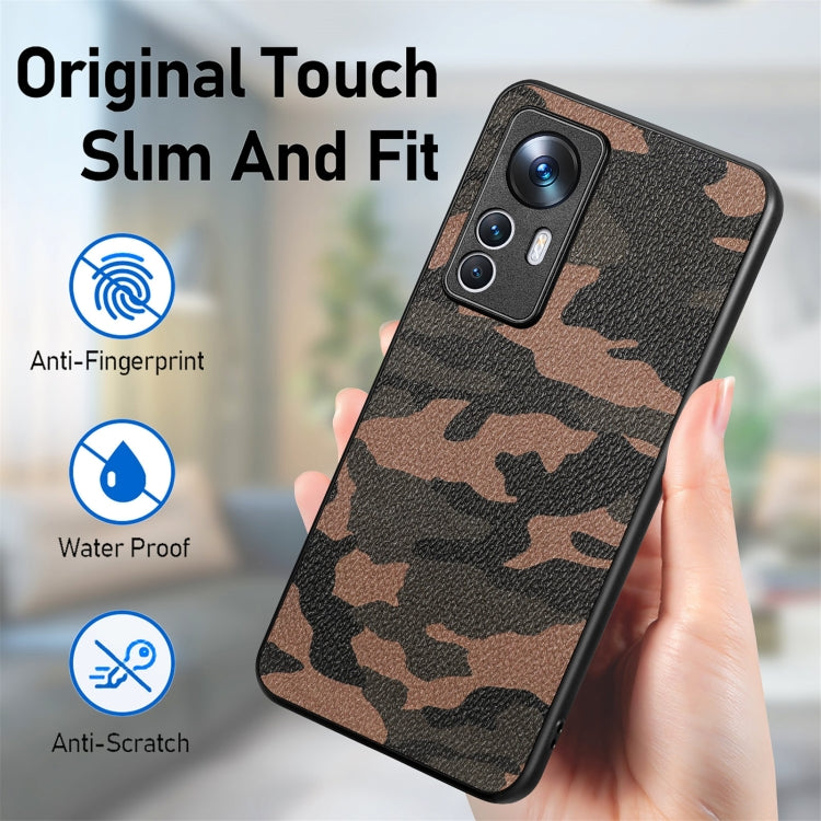 For Xiaomi 12T Camouflage Leather Back Cover Phone Case