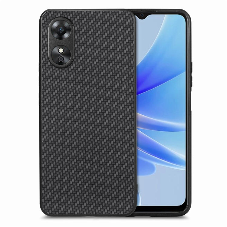 For OPPO A17 Carbon Fiber Texture Leather Back Cover Phone Case