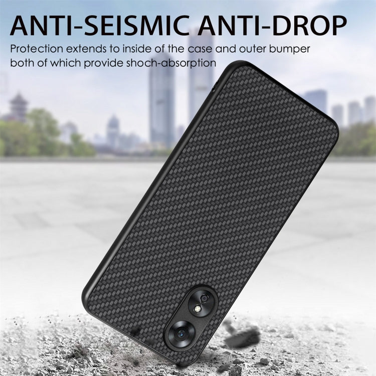 For OPPO A17 Carbon Fiber Texture Leather Back Cover Phone Case