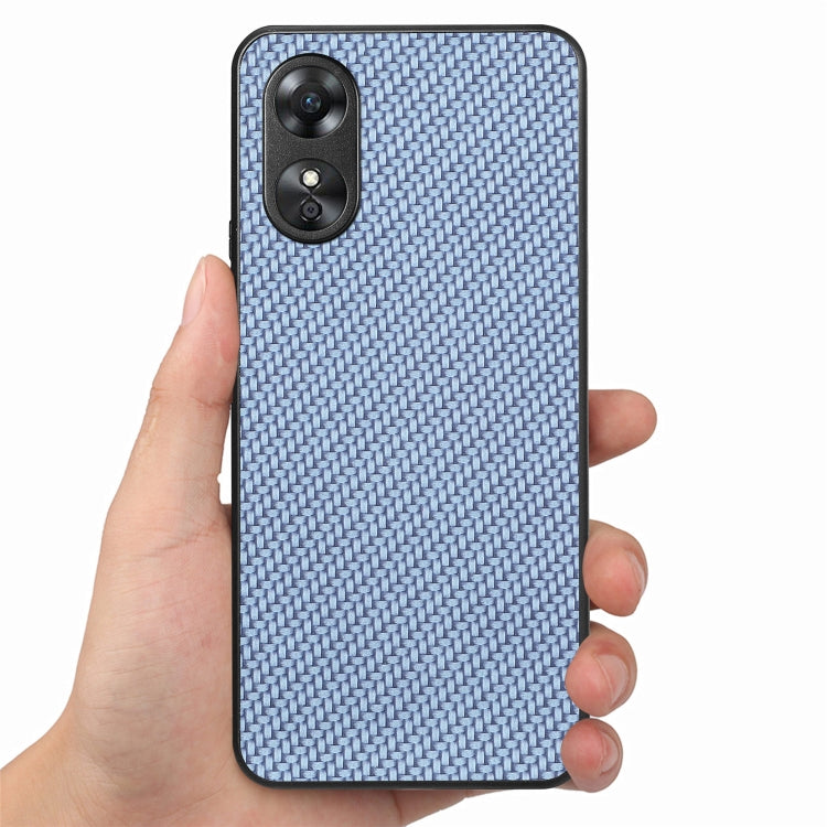 For OPPO A17 Carbon Fiber Texture Leather Back Cover Phone Case