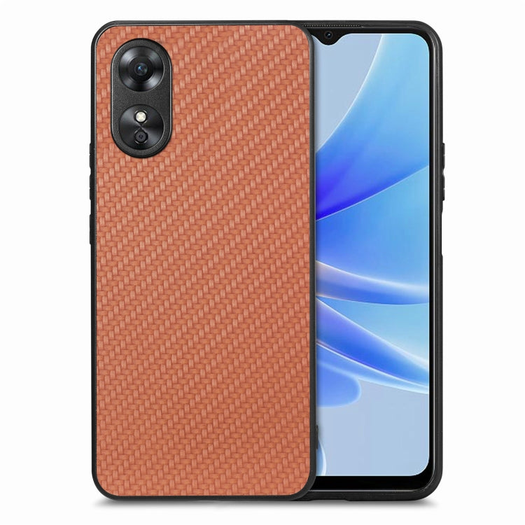 For OPPO A17 Carbon Fiber Texture Leather Back Cover Phone Case