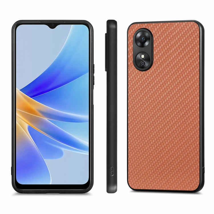 For OPPO A17 Carbon Fiber Texture Leather Back Cover Phone Case