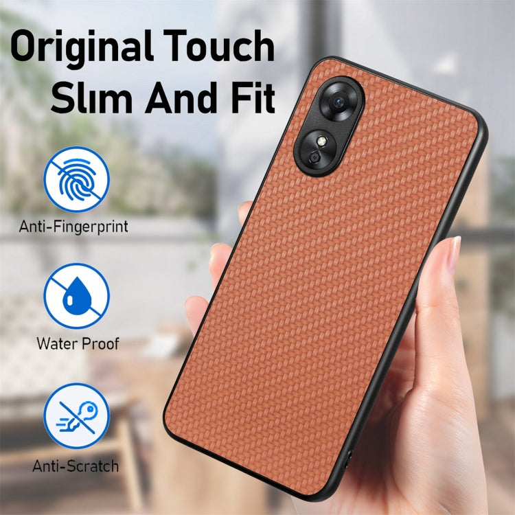 For OPPO A17 Carbon Fiber Texture Leather Back Cover Phone Case
