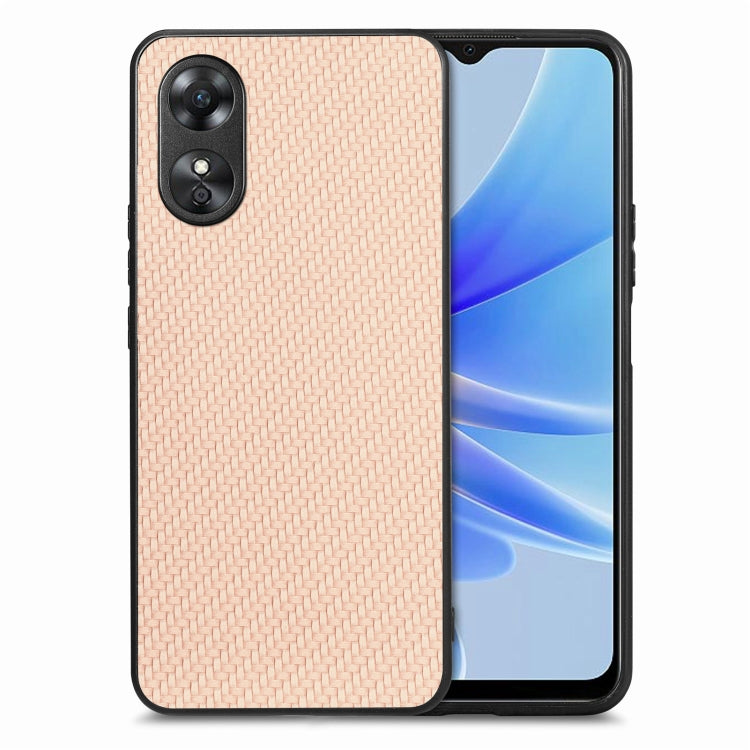 For OPPO A17 Carbon Fiber Texture Leather Back Cover Phone Case