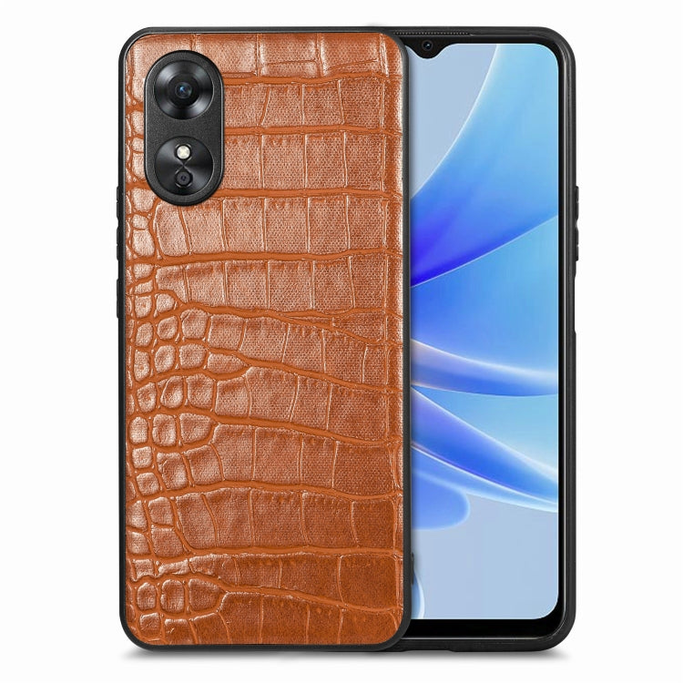 ForOPPO A17 Crocodile Grain Leather Back Cover Phone Case