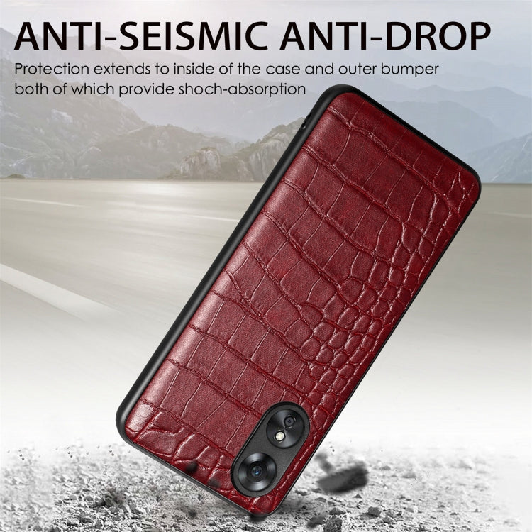 ForOPPO A17 Crocodile Grain Leather Back Cover Phone Case