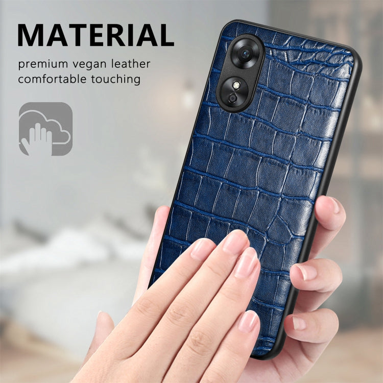 ForOPPO A17 Crocodile Grain Leather Back Cover Phone Case