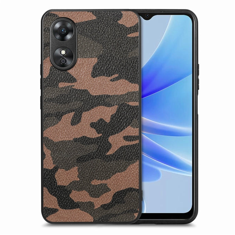 For OPPO A17 Camouflage Leather Back Cover Phone Case